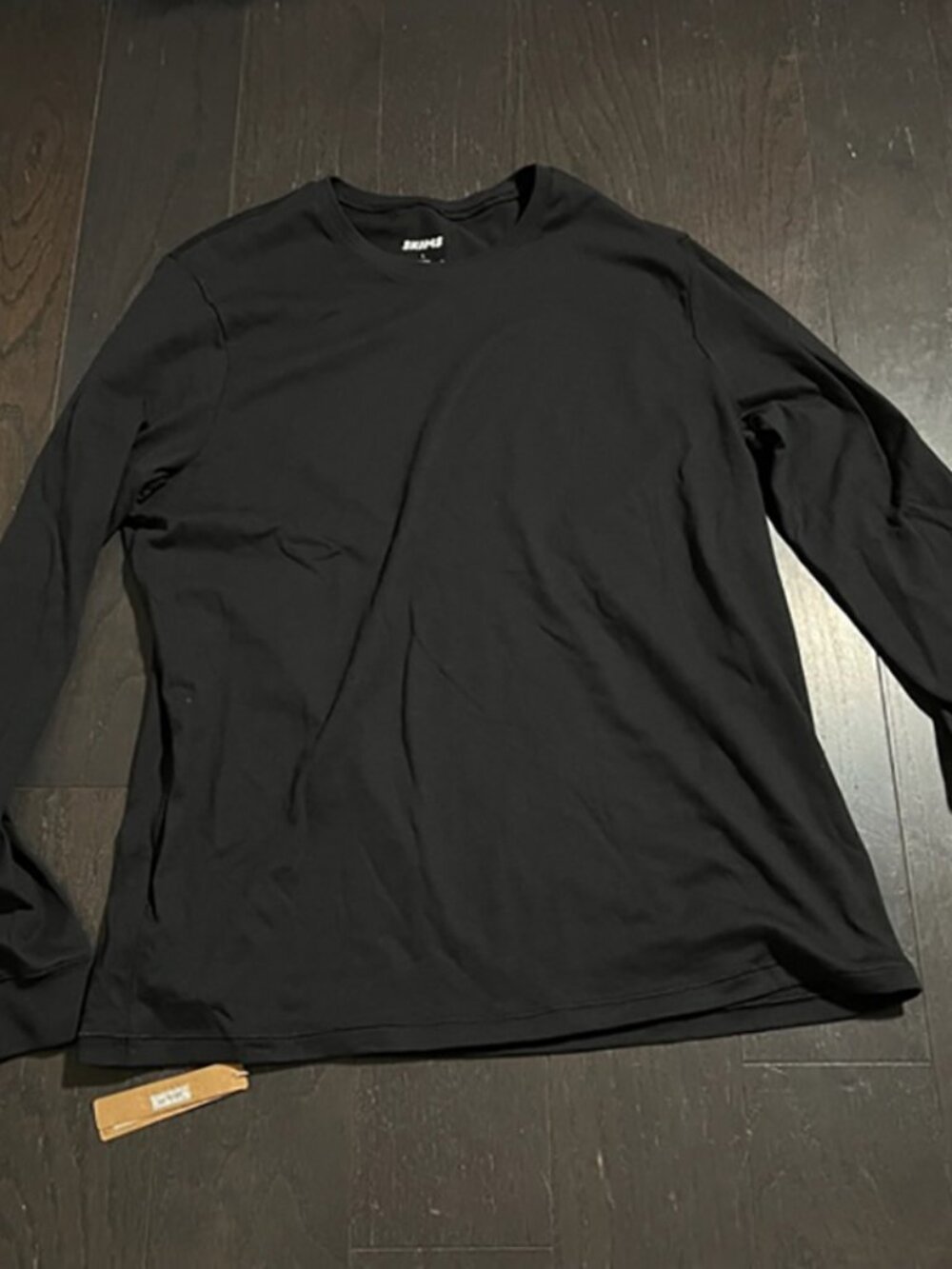 BNWT Skims Cotton Jersey Long Sleeve Black T-Shirt Size Large onyx top shirt